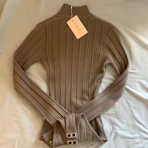 Missguided Mocha Ribbed Bodysuit